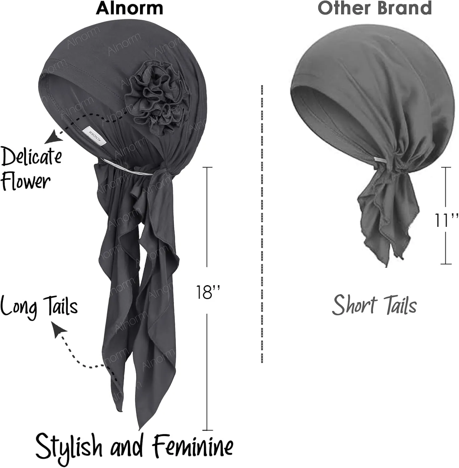 Pretied Head Scarves for Women Featuring Long Tail Finish Made of Stretchy Viscose