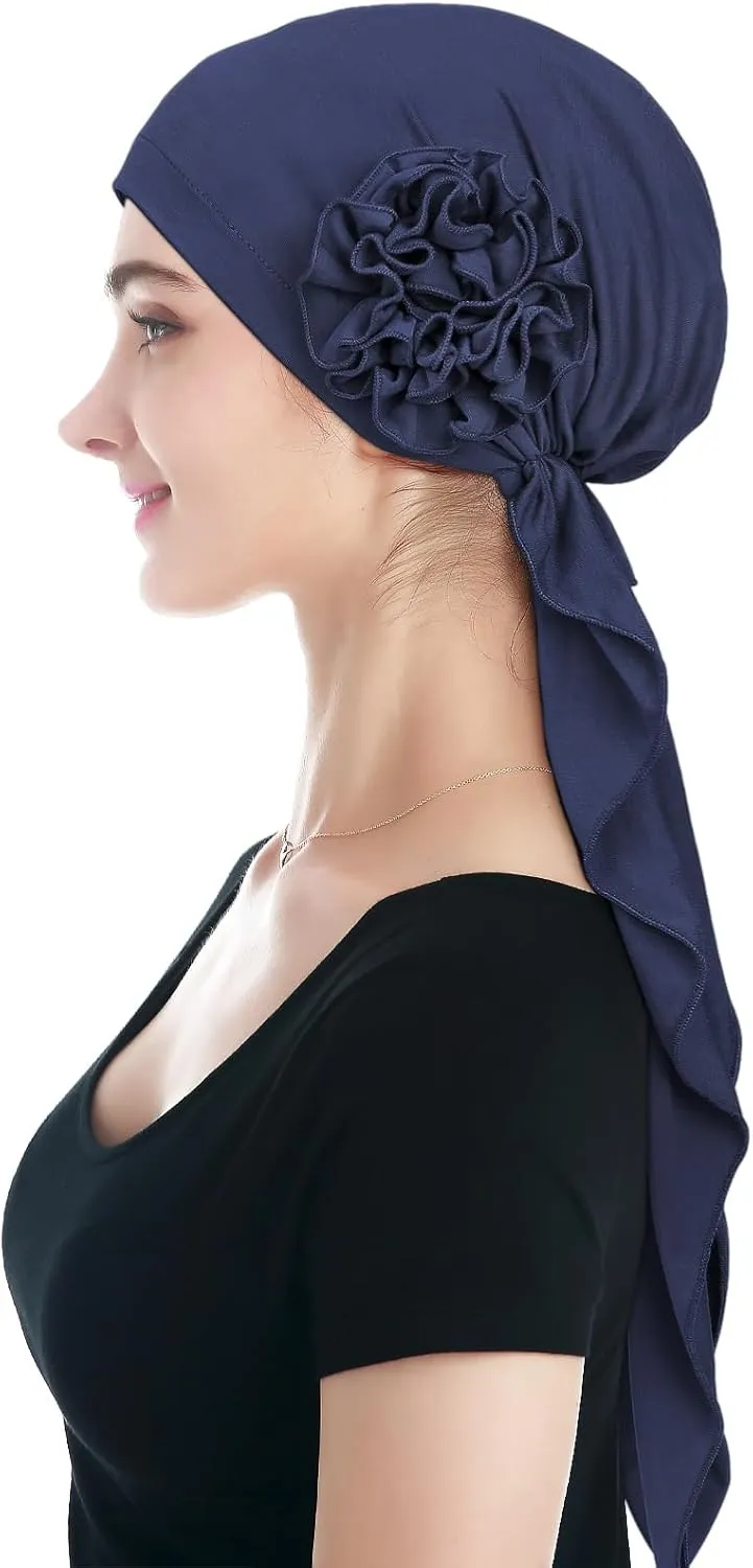 Pretied Head Scarves for Women Featuring Long Tail Finish Made of Stretchy Viscose