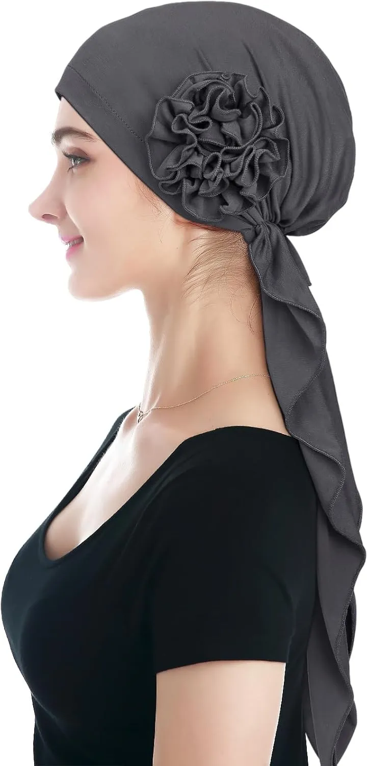 Pretied Head Scarves for Women Featuring Long Tail Finish Made of Stretchy Viscose