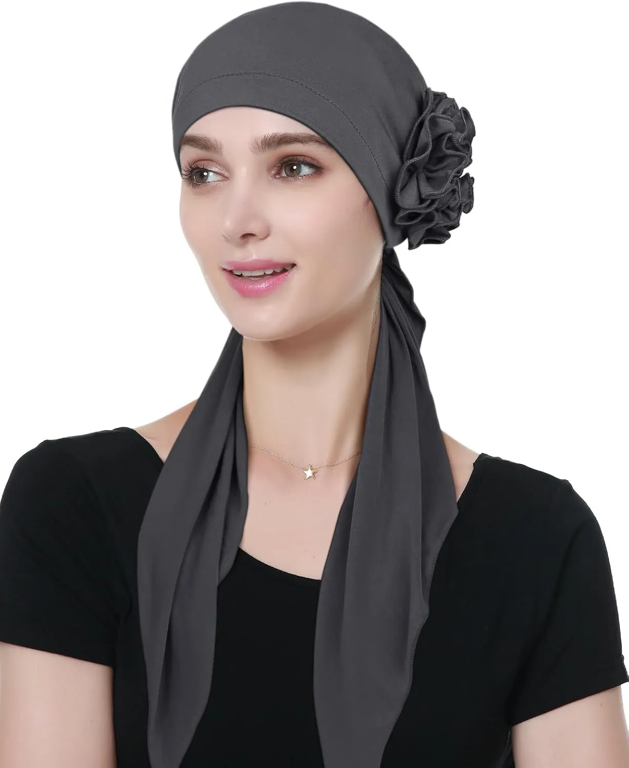 Pretied Head Scarves for Women Featuring Long Tail Finish Made of Stretchy Viscose