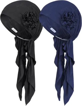 Pretied Head Scarves for Women Featuring Long Tail Finish Made of Stretchy Viscose