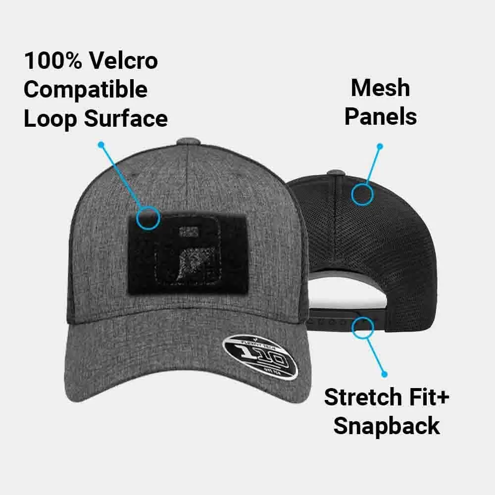 Pull Patch Curved Bill Flexfit   Snapback Trucker Hat | Tactical Cap | 2x3 Inch Loop Surface to Attach Morale Patches