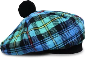 Scottish Traditional Tam o' Shatner Acrylic Wool Tammy Hat Flat Bonnet Kilt Many Tartans