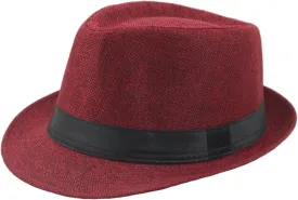 Short Brim Fedora Hats for Men Women Vintage Sun Panama Hats with Black Bands Party Costume Jazz Cap