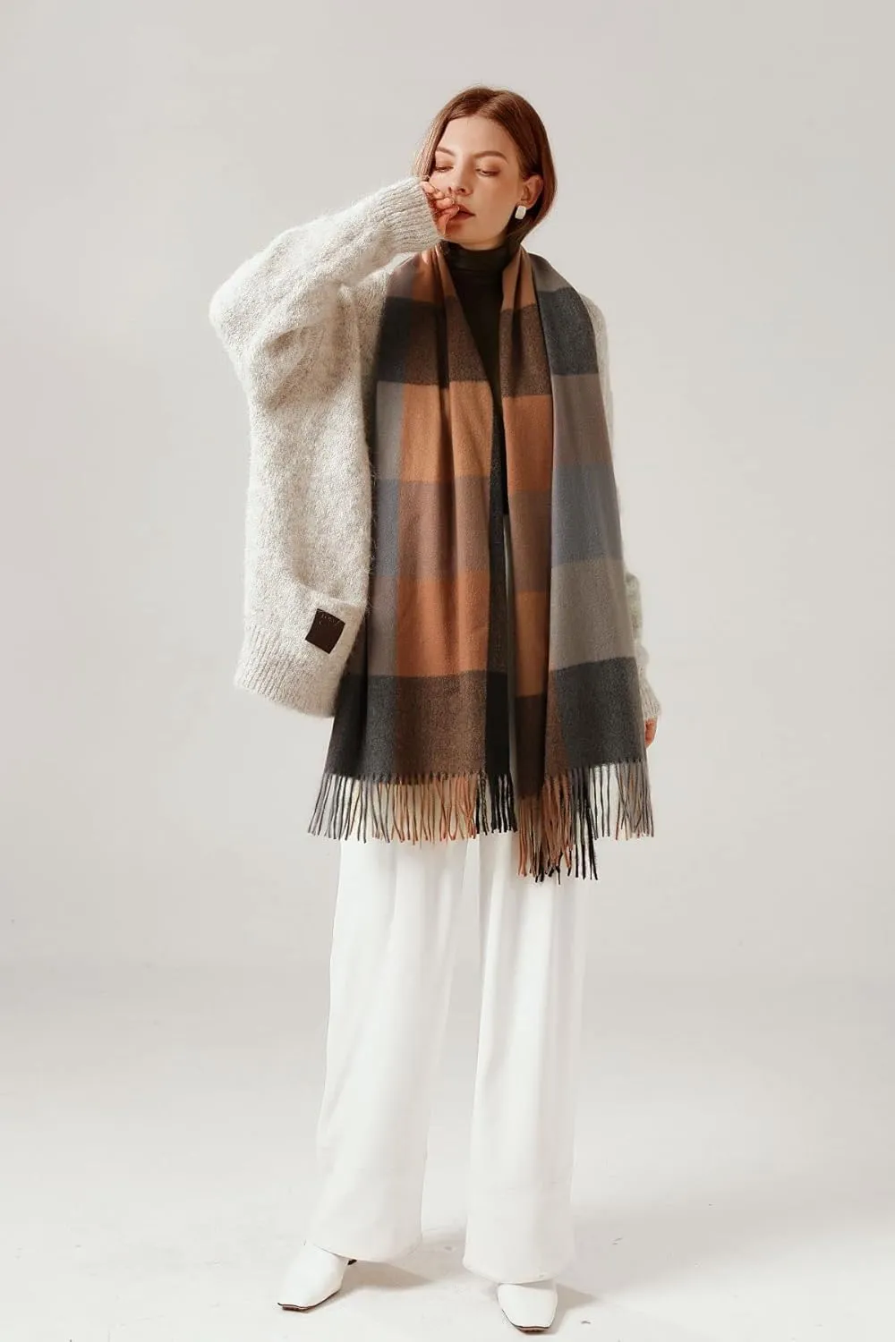 Tartan Plaid Scarves for Women Winter,Long Scarves for Women with Fringe,Super Soft Scarf for Women Winter