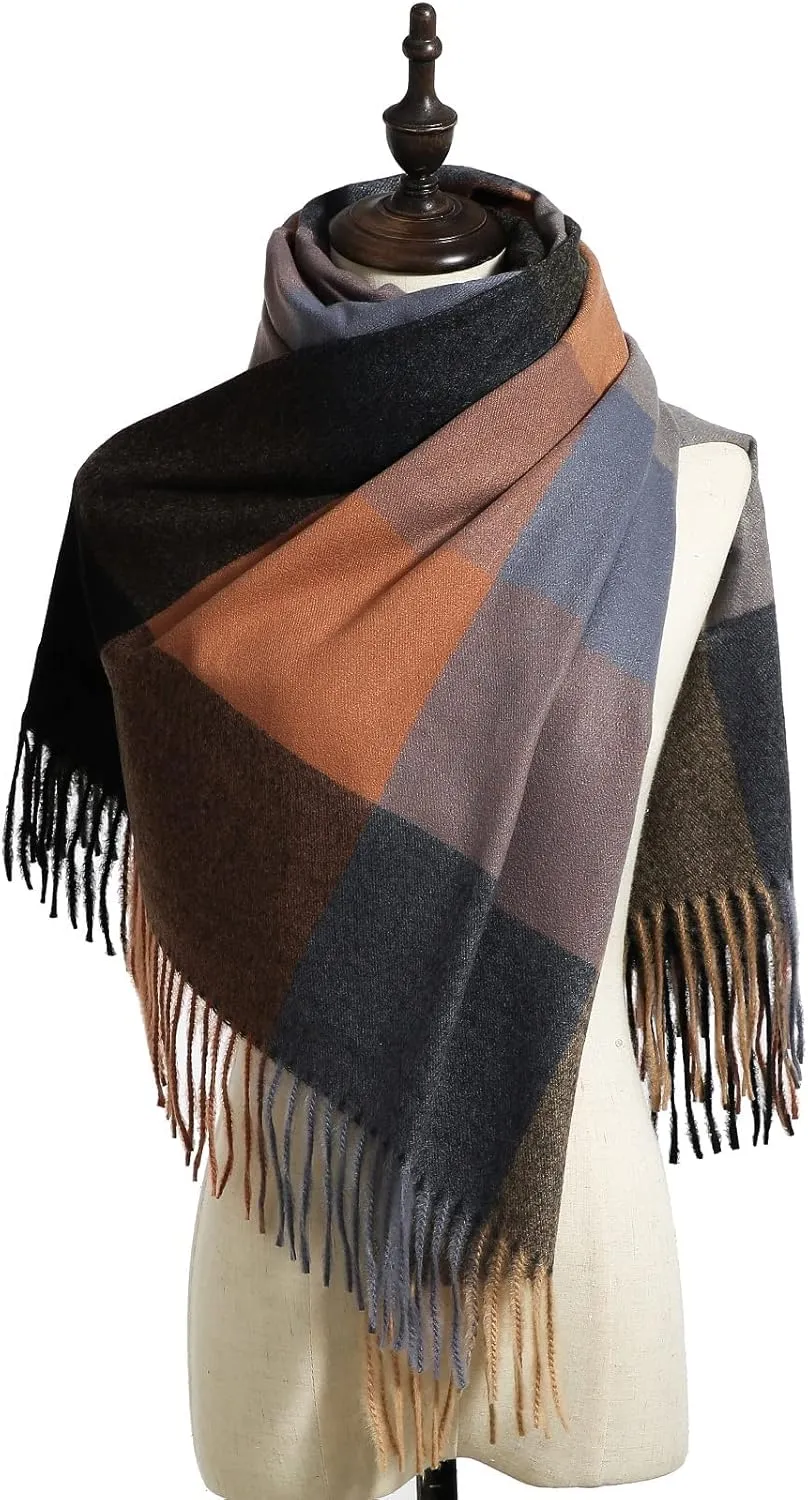 Tartan Plaid Scarves for Women Winter,Long Scarves for Women with Fringe,Super Soft Scarf for Women Winter