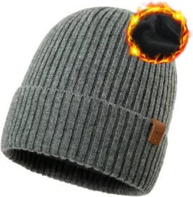 TOP-EX Oversized M L XL XXL 100% Merino Wool Beanie with Fleece Lining Cold Weather Winter Hat Big Head