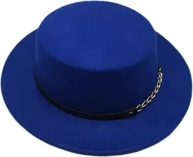 Unisex Wool Fedora Hat With Chain & Ribbon - Elegant For Winter Jazz & Church