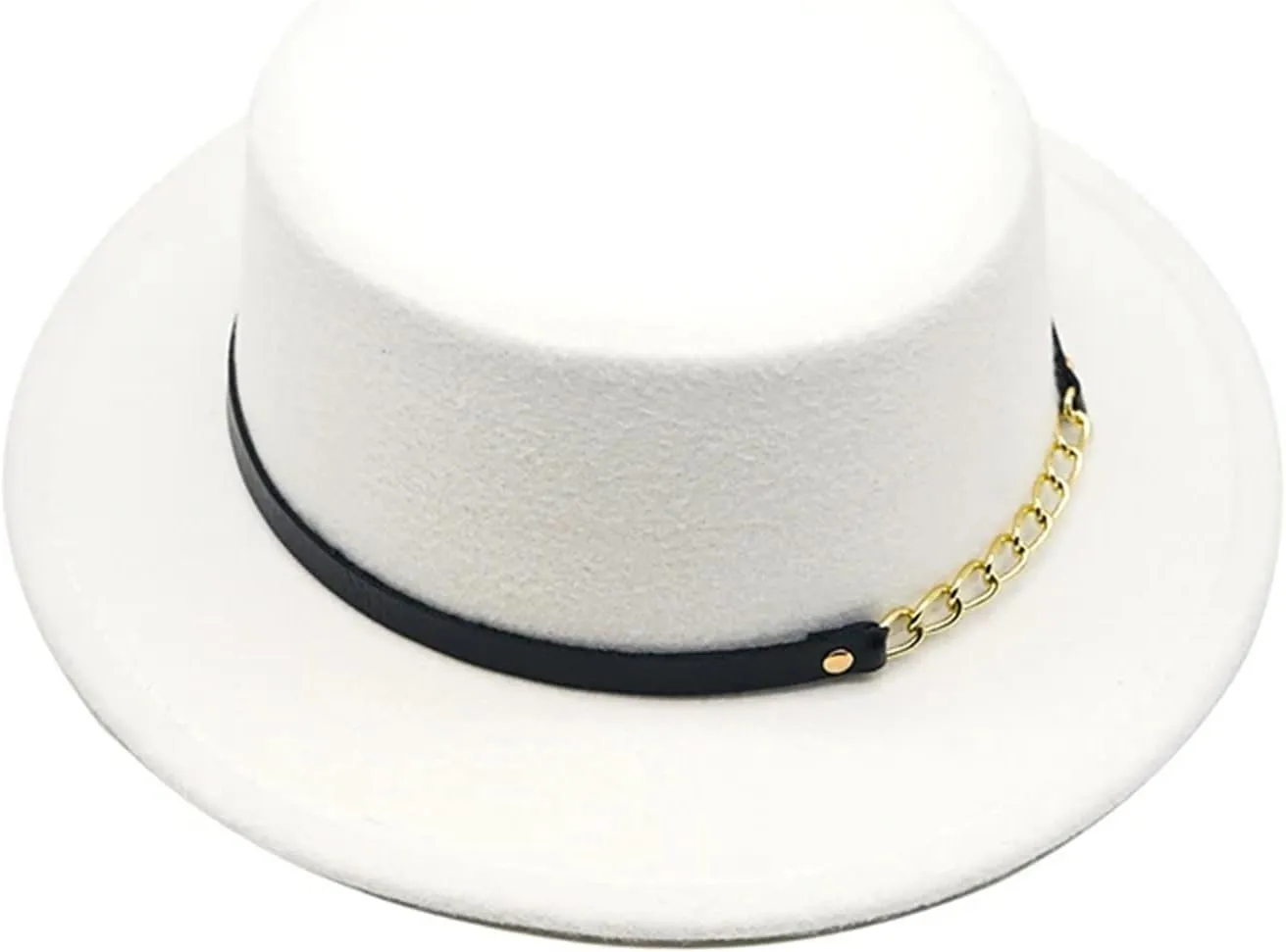 Unisex Wool Fedora Hat With Chain & Ribbon - Elegant For Winter Jazz & Church