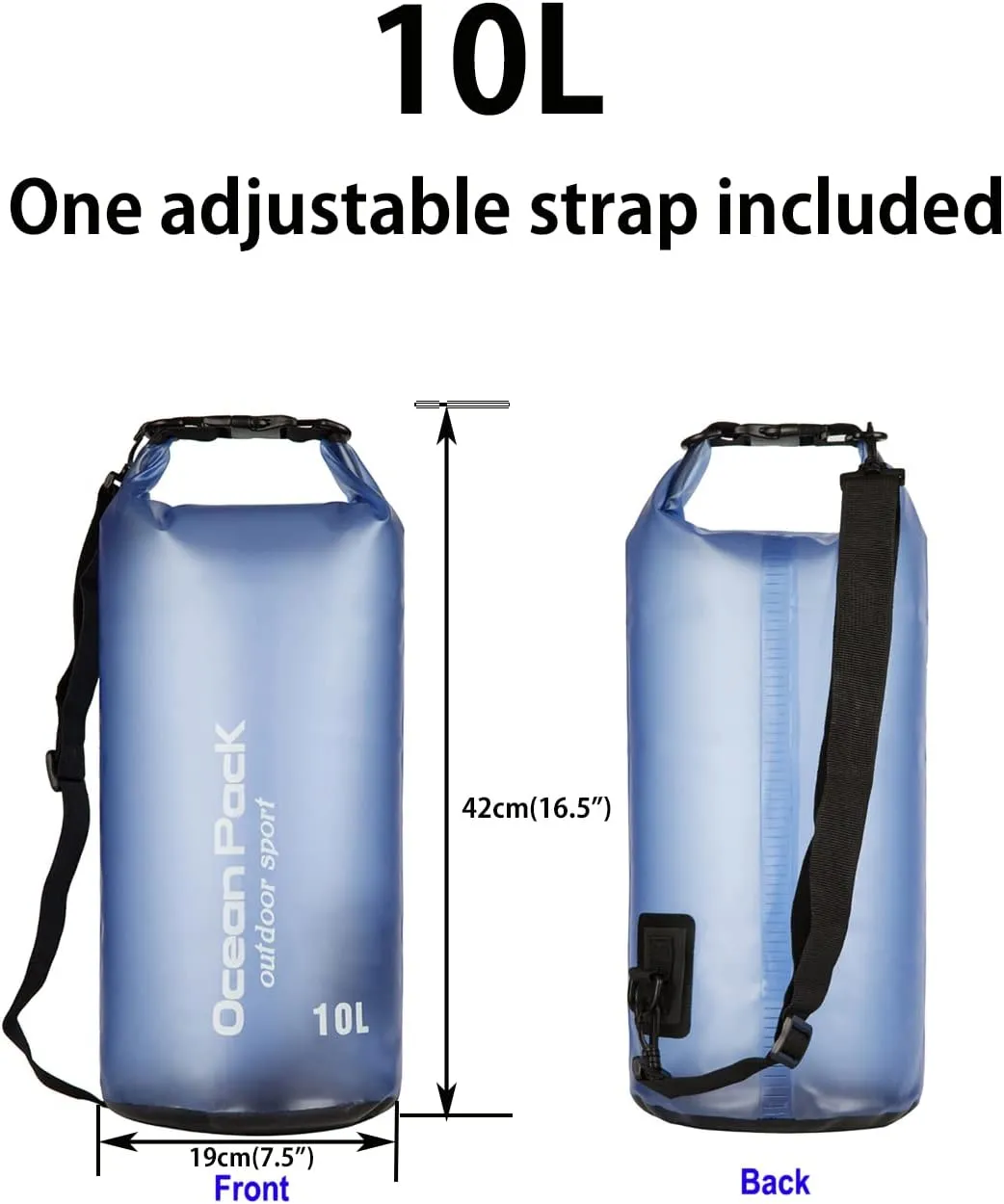 Waterproof Dry Bag,10L/20L Roll Top Waterproof Dry Bag Backpack For Kayaking Boating Swimming fow Women Men (Blue-10L)