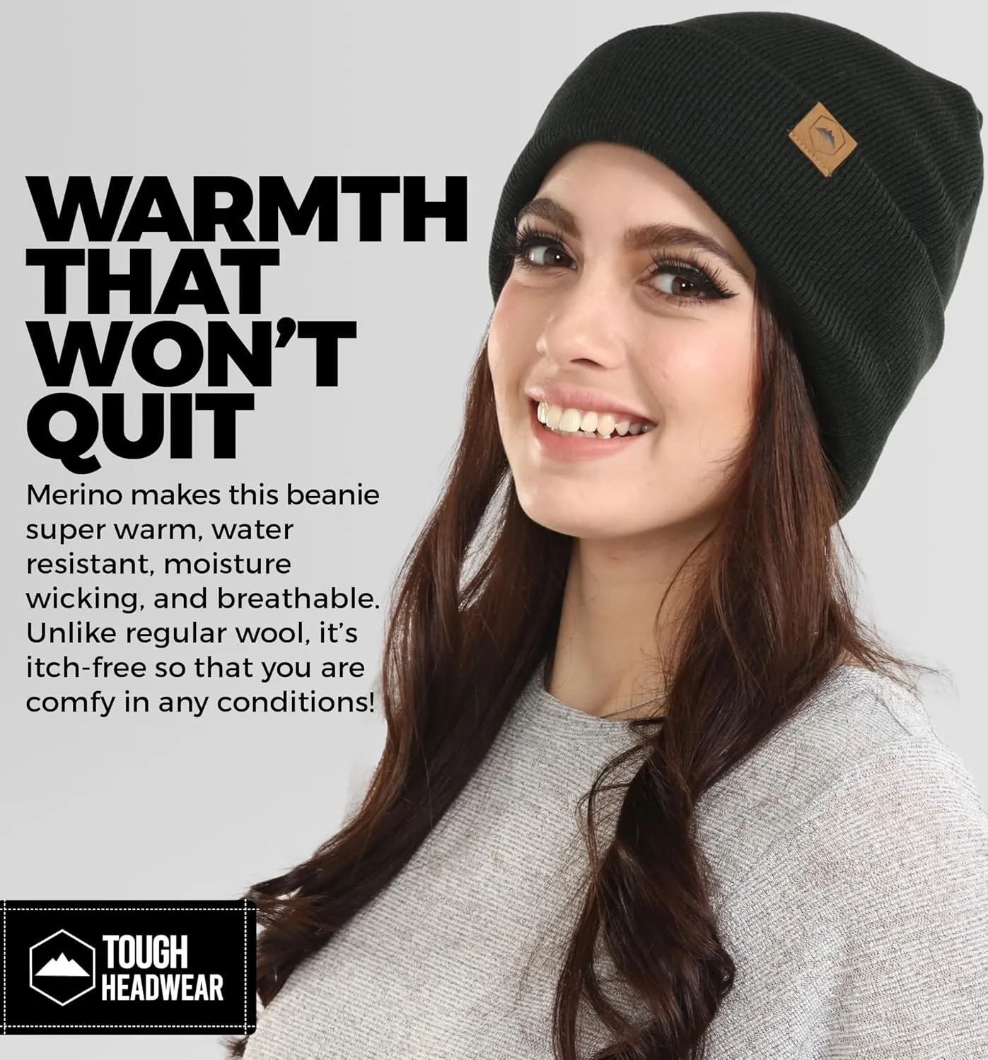 Winter Beanie Knit Hat for Men & Women - Merino Wool Ribbed Cap - Warm & Soft Stylish Toboggan Skull Caps for Cold Weather