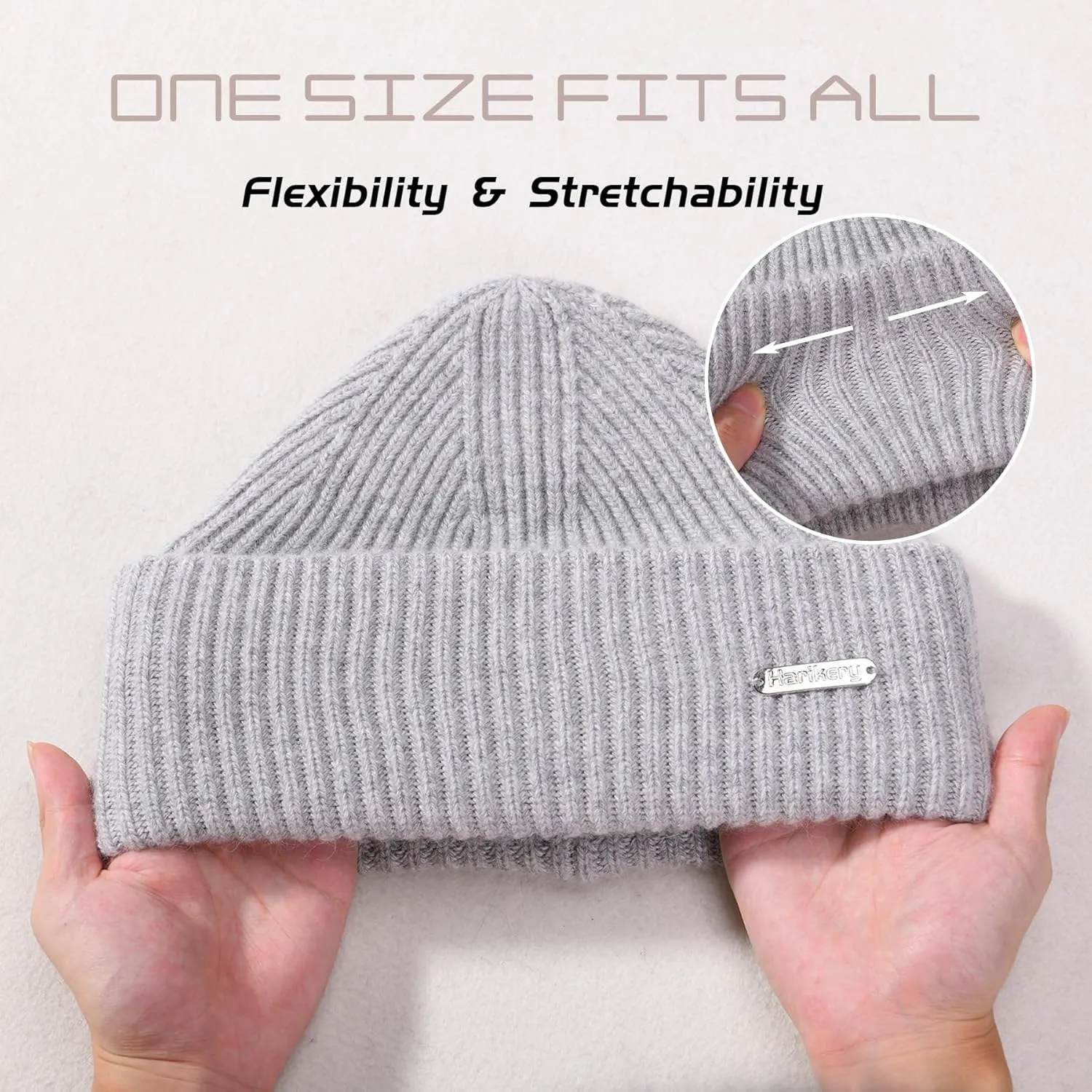 Wool Knit Beanie hat for Women Man Warm Soft Cashmere Beanie Unisex Cozy Skull Cap Winter Headwear