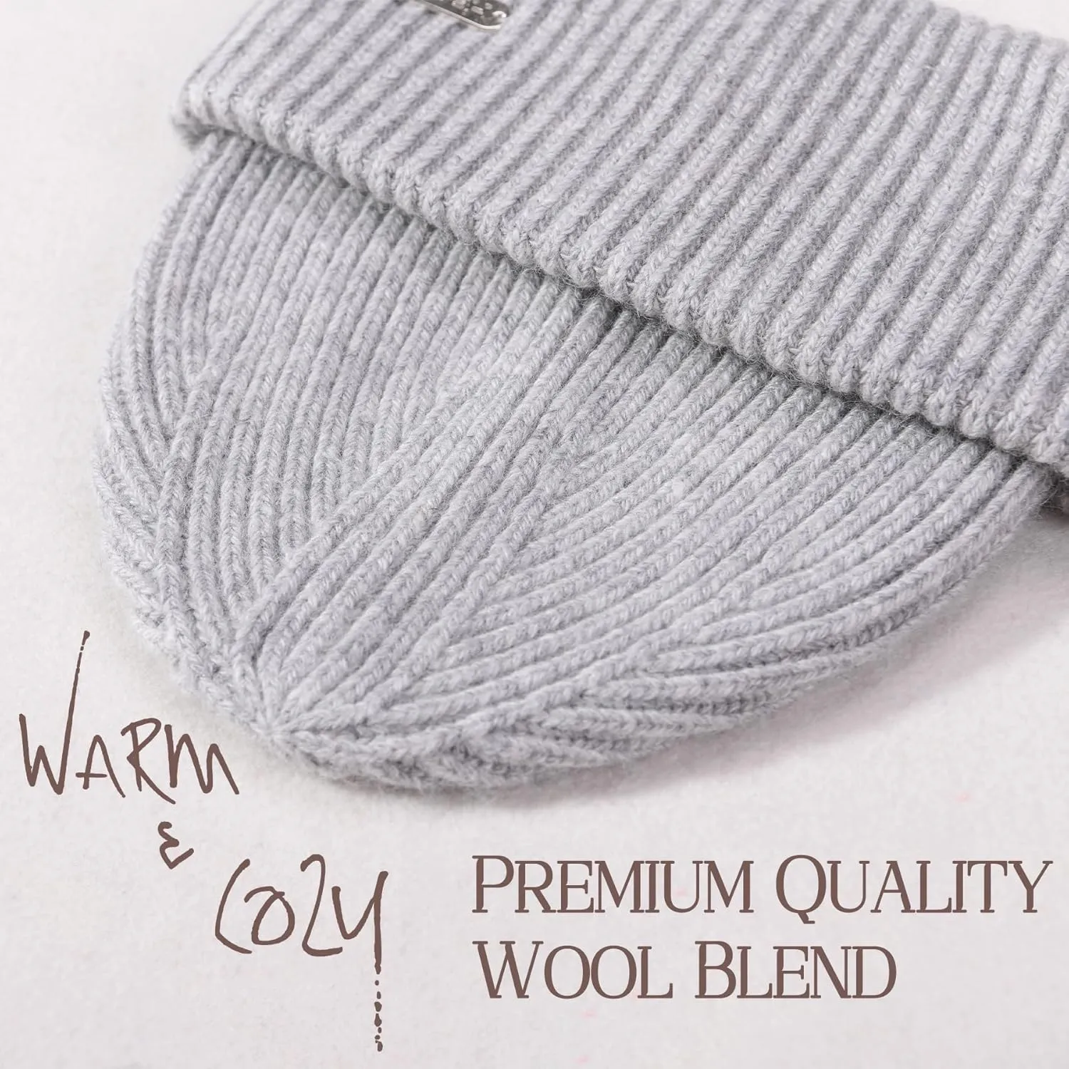 Wool Knit Beanie hat for Women Man Warm Soft Cashmere Beanie Unisex Cozy Skull Cap Winter Headwear