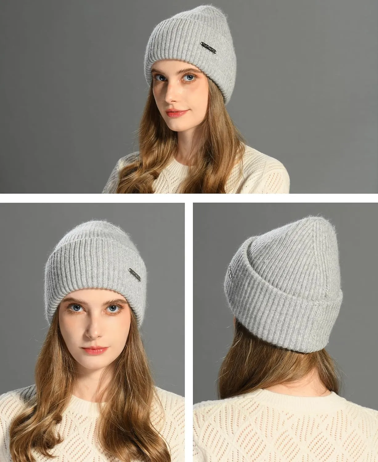 Wool Knit Beanie hat for Women Man Warm Soft Cashmere Beanie Unisex Cozy Skull Cap Winter Headwear