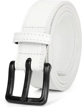 XZQTIVE Mens Metal Free Belt Hypoallergenic Leather Belts For Jeans Dress Nickle Free TSA Belt With Black Buckle